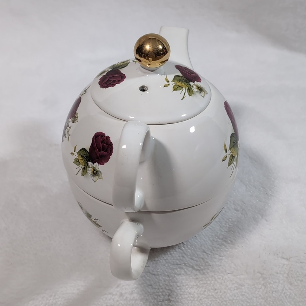 Vtg Arthur Wood & Son Tea for One Set Staffordshire Stackable Rose Floral 6460 - Picture 9 of 14